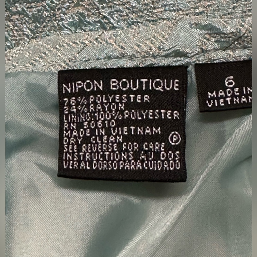 Vintage Nipon Boutique Blue Paisley Pencil Skirt Lined Women’s Sz 6 shimmery - Picture 7 of 8
